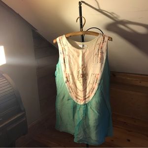 MissLook Teal Off White Floral Tunic Top, EUC, 5XL